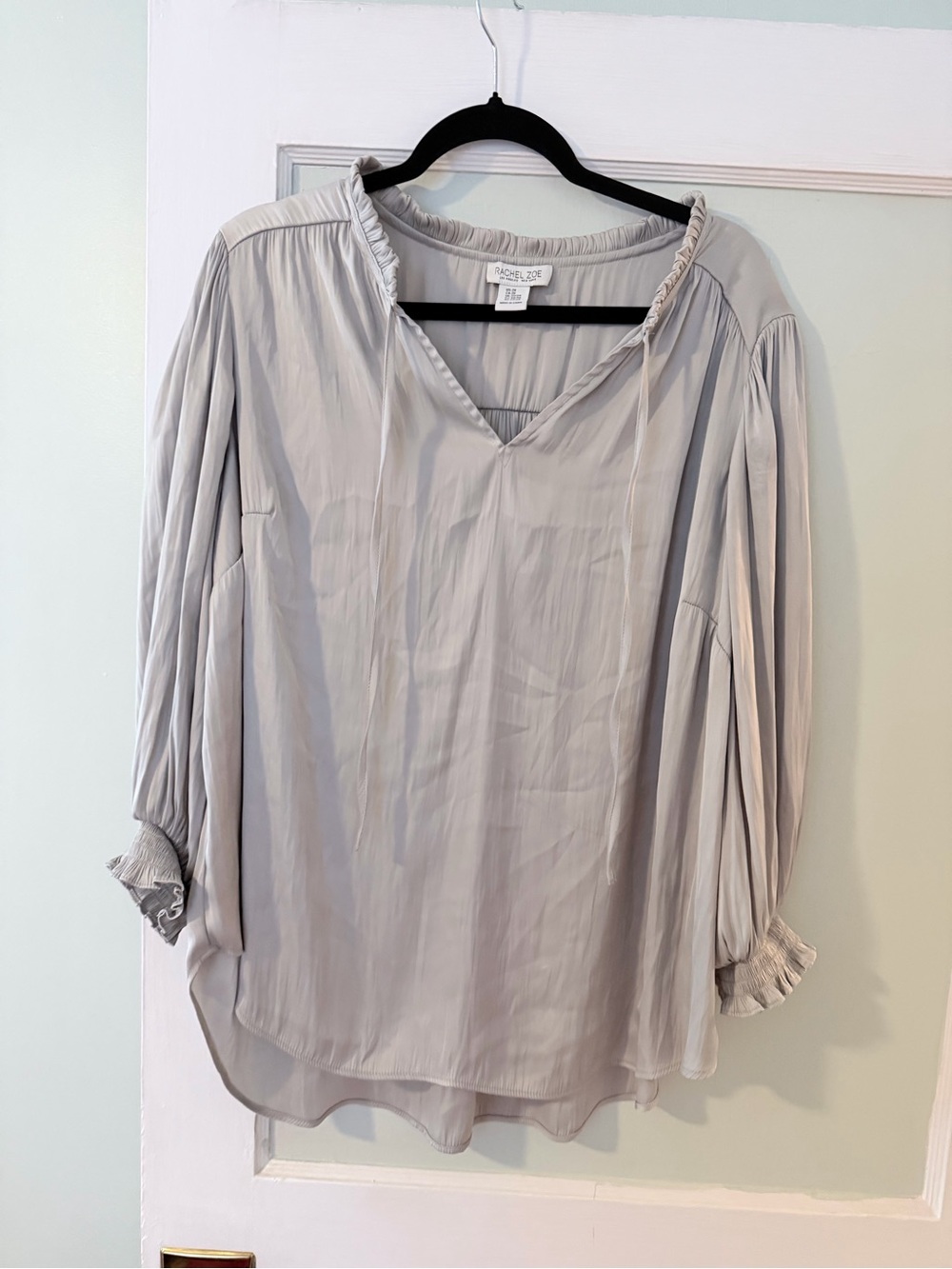 Rachel Zoe Light Gray Pleated V-Neck Tunic